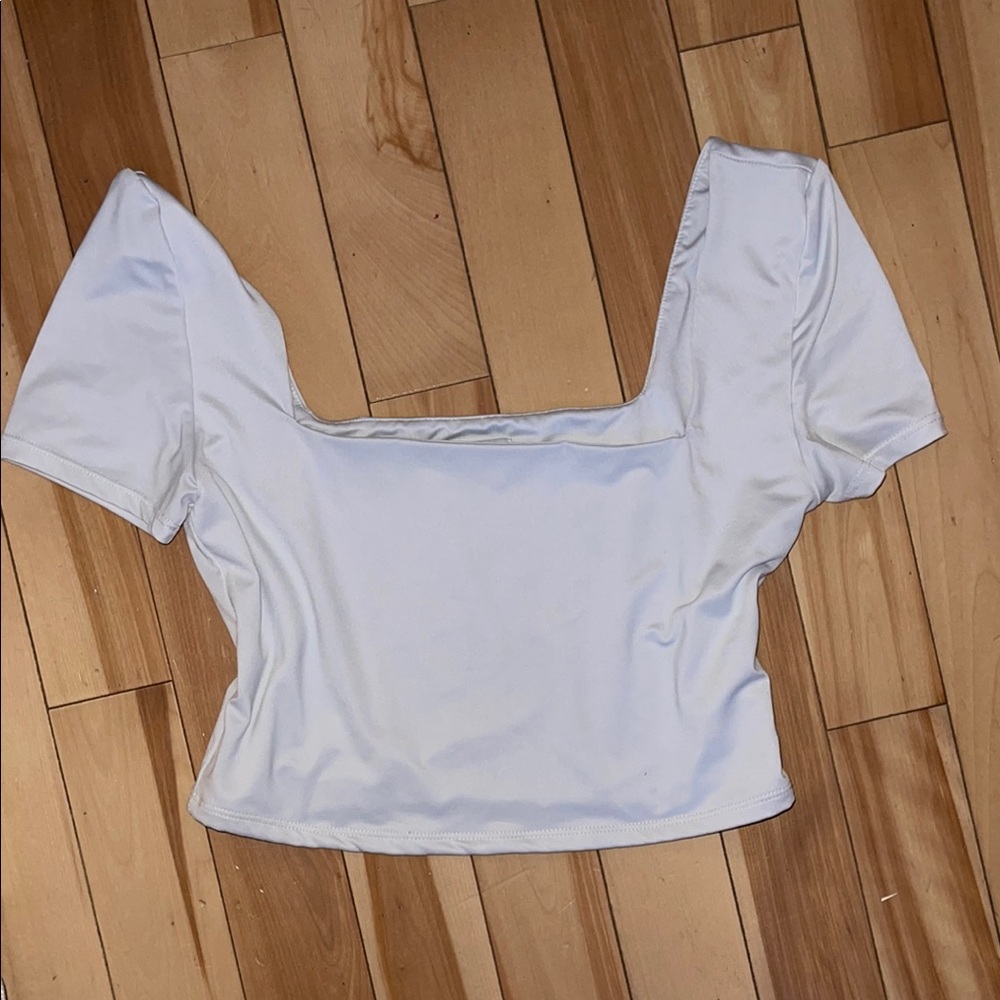 White Square Neck Crop Top – Size L